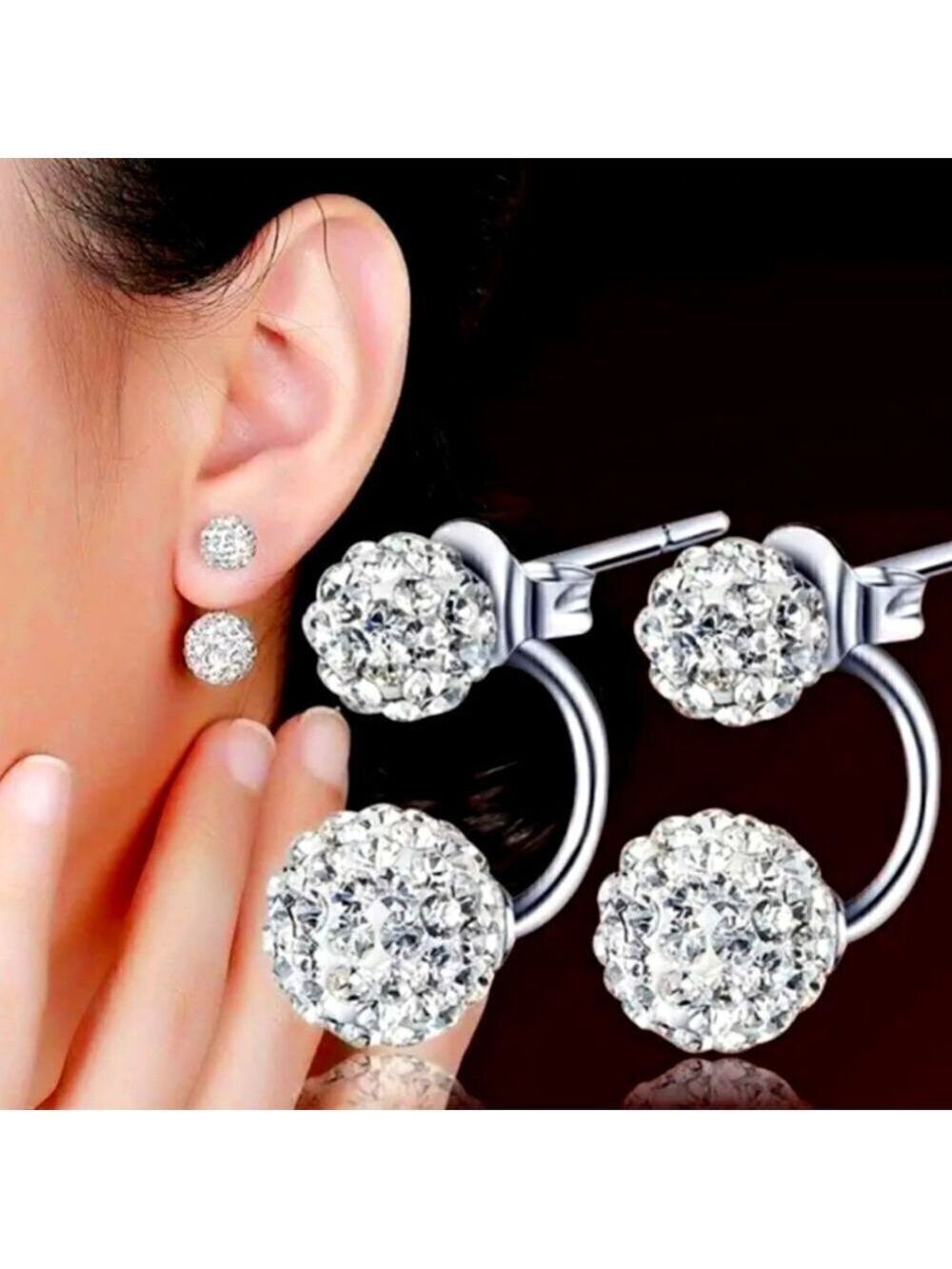 Rhinestone Piercing Style Earrings Sparkly Statement Fashion Jewelry for Women